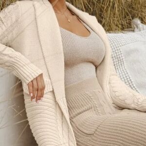 JLUXLABEL CREAM EVANA CABLE KNIT CARDIGAN